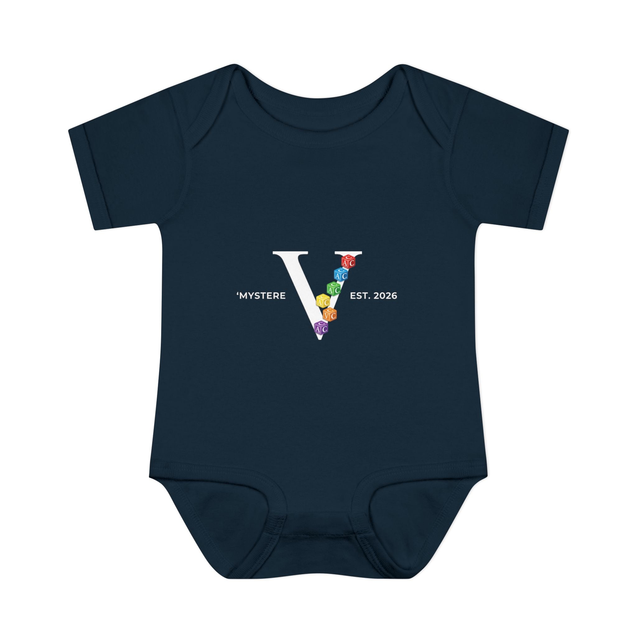 Infant Bodysuit — Colorful Floral 'V' Monogram (Mystere Est. 2026)