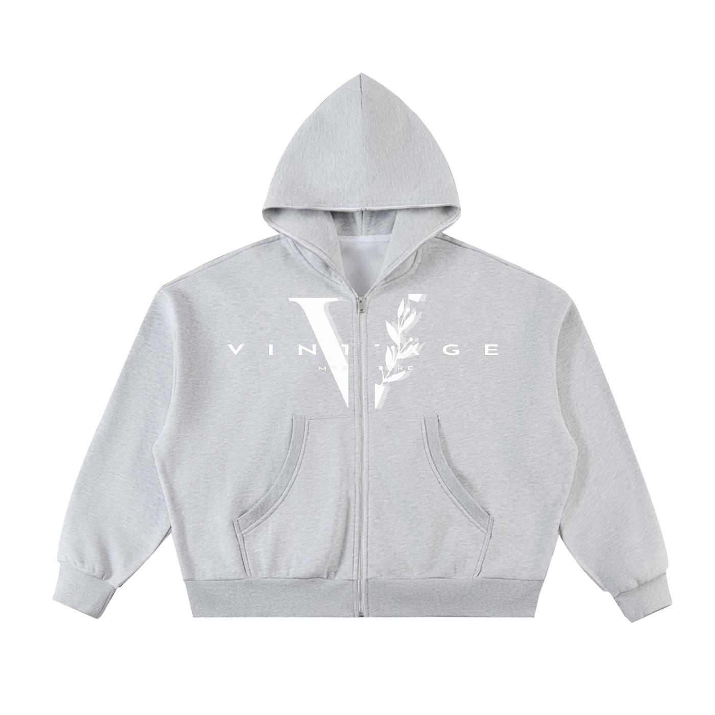 Fleeced Full-Zip Boxy Hoodie
