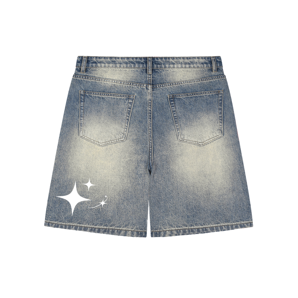 Faded Distressed Baggy Denim Shorts
