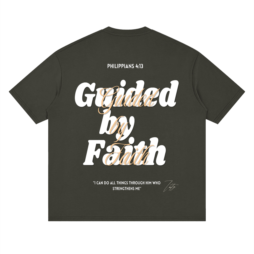 Philippians 4:13, Streetwear Loose Drop Shoulder T-Shirt "Guided by Faith Edition"