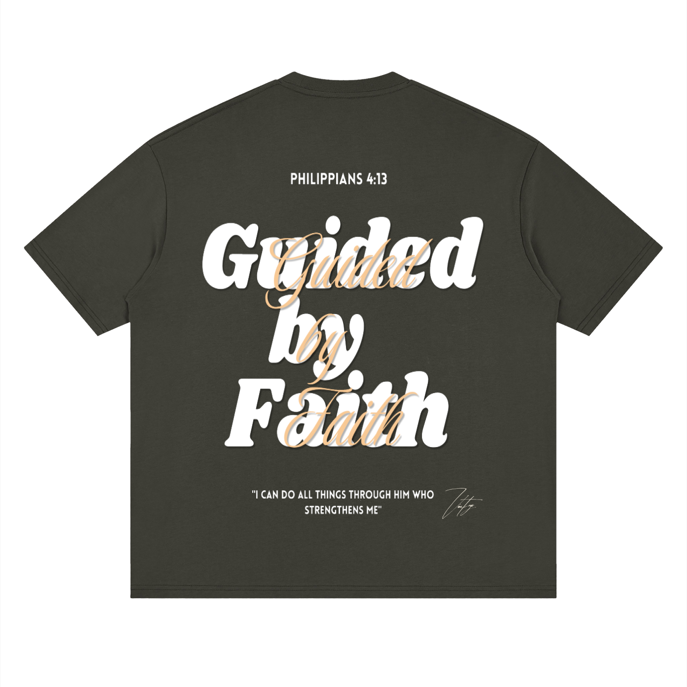Philippians 4:13, Streetwear Loose Drop Shoulder T-Shirt "Guided by Faith Edition"