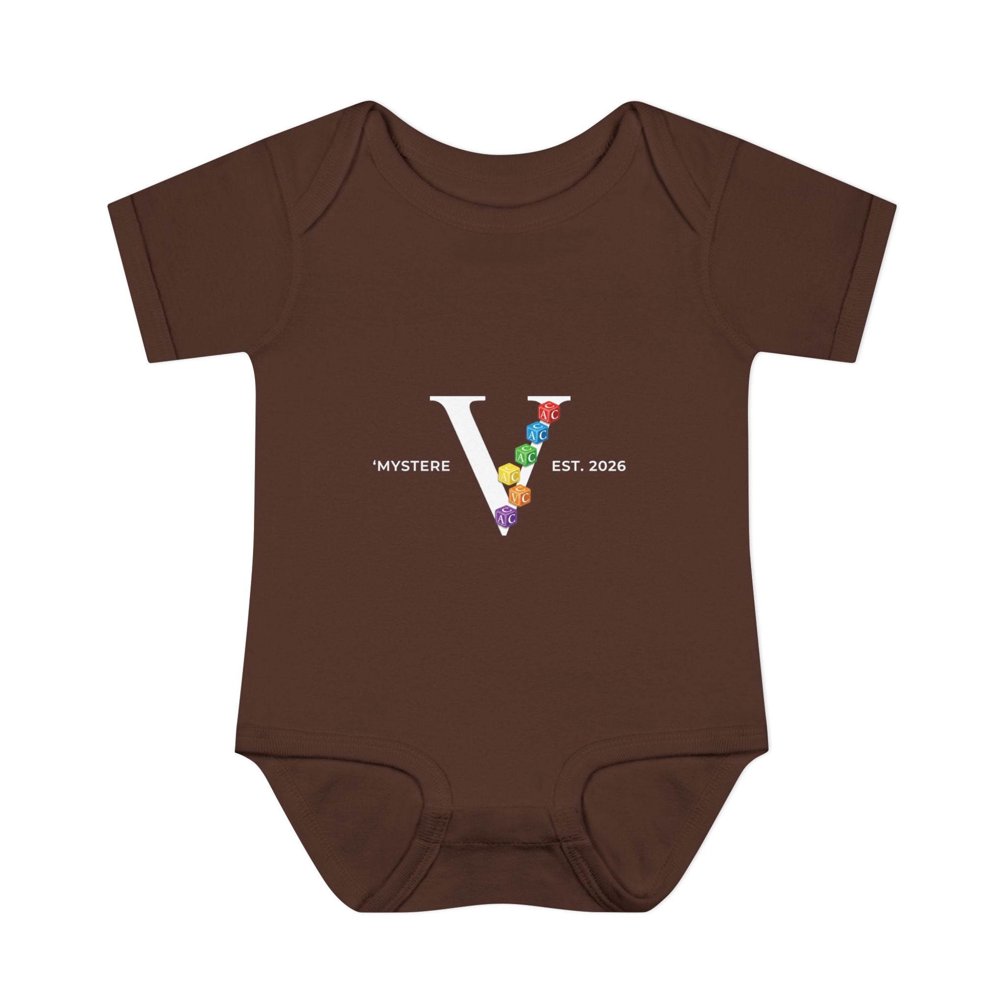 Infant Bodysuit — Colorful Floral 'V' Monogram (Mystere Est. 2026)
