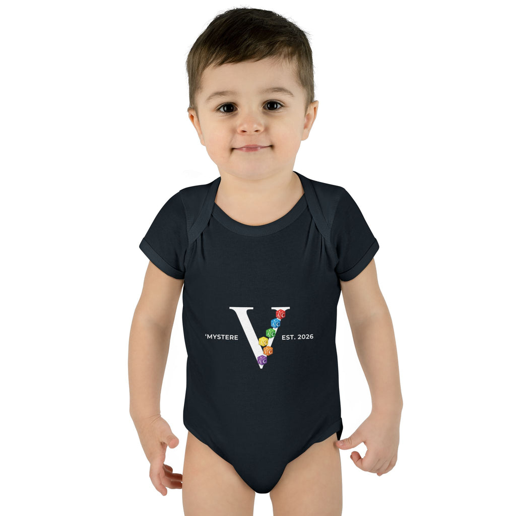 Infant Bodysuit — Colorful Floral 'V' Monogram (Mystere Est. 2026)