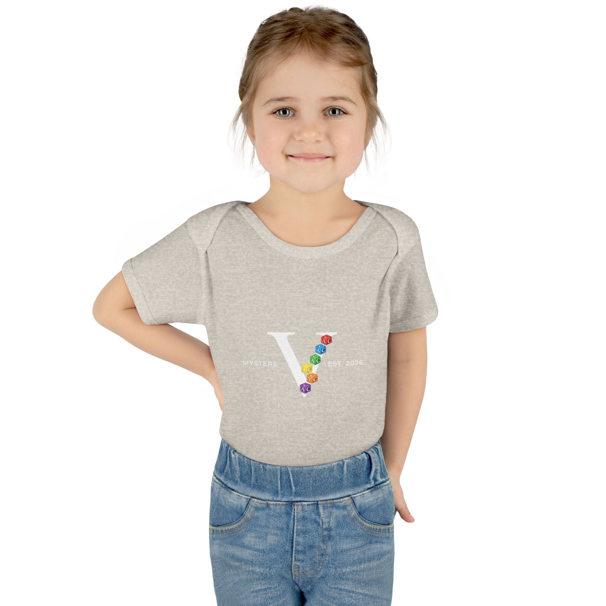 Infant Bodysuit — Colorful Floral 'V' Monogram (Mystere Est. 2026)
