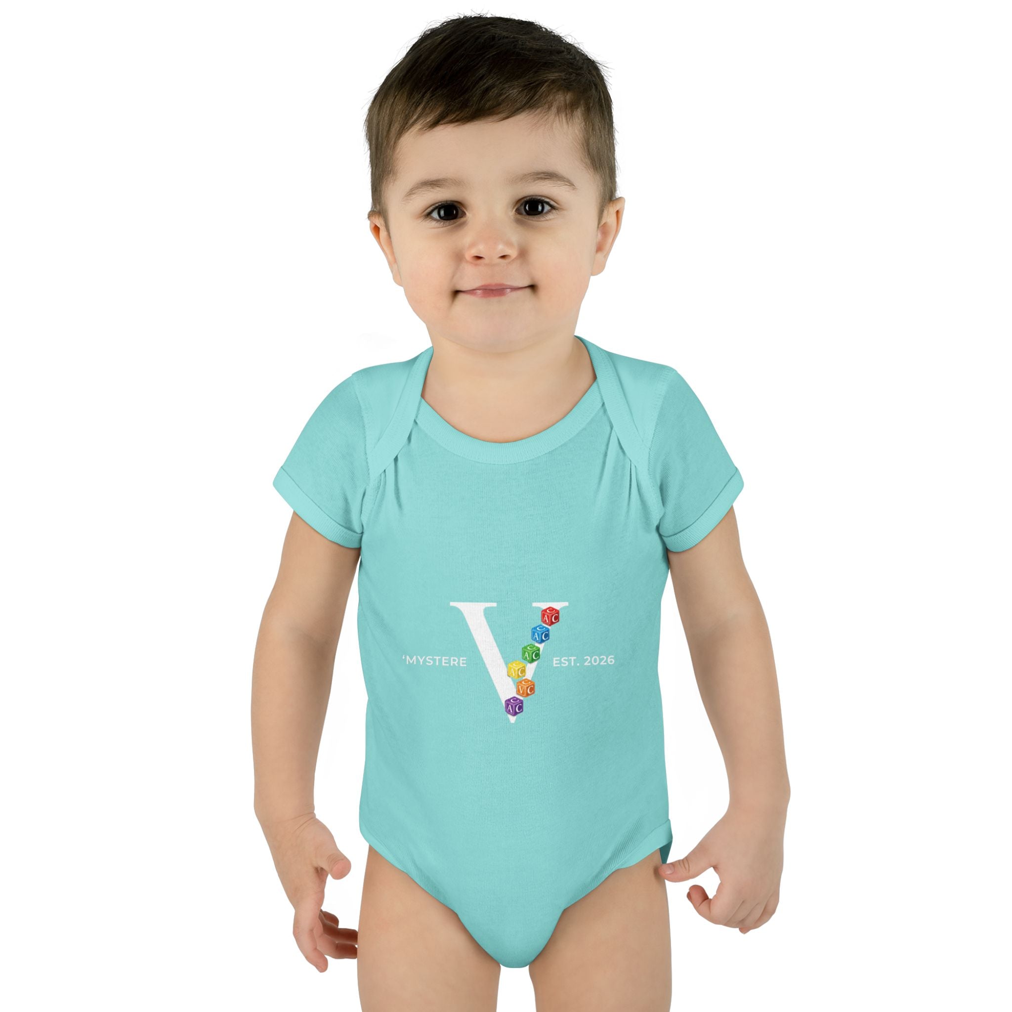 Infant Bodysuit — Colorful Floral 'V' Monogram (Mystere Est. 2026)
