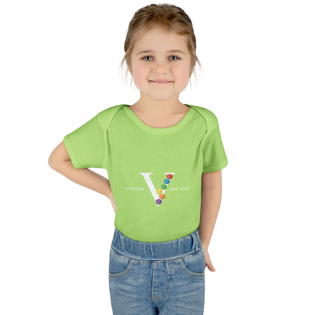 Infant Bodysuit — Colorful Floral 'V' Monogram (Mystere Est. 2026)