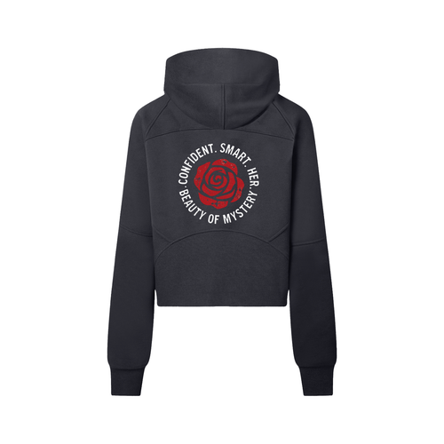 "HER" Vintage Cropped Half-Zip Hoodie