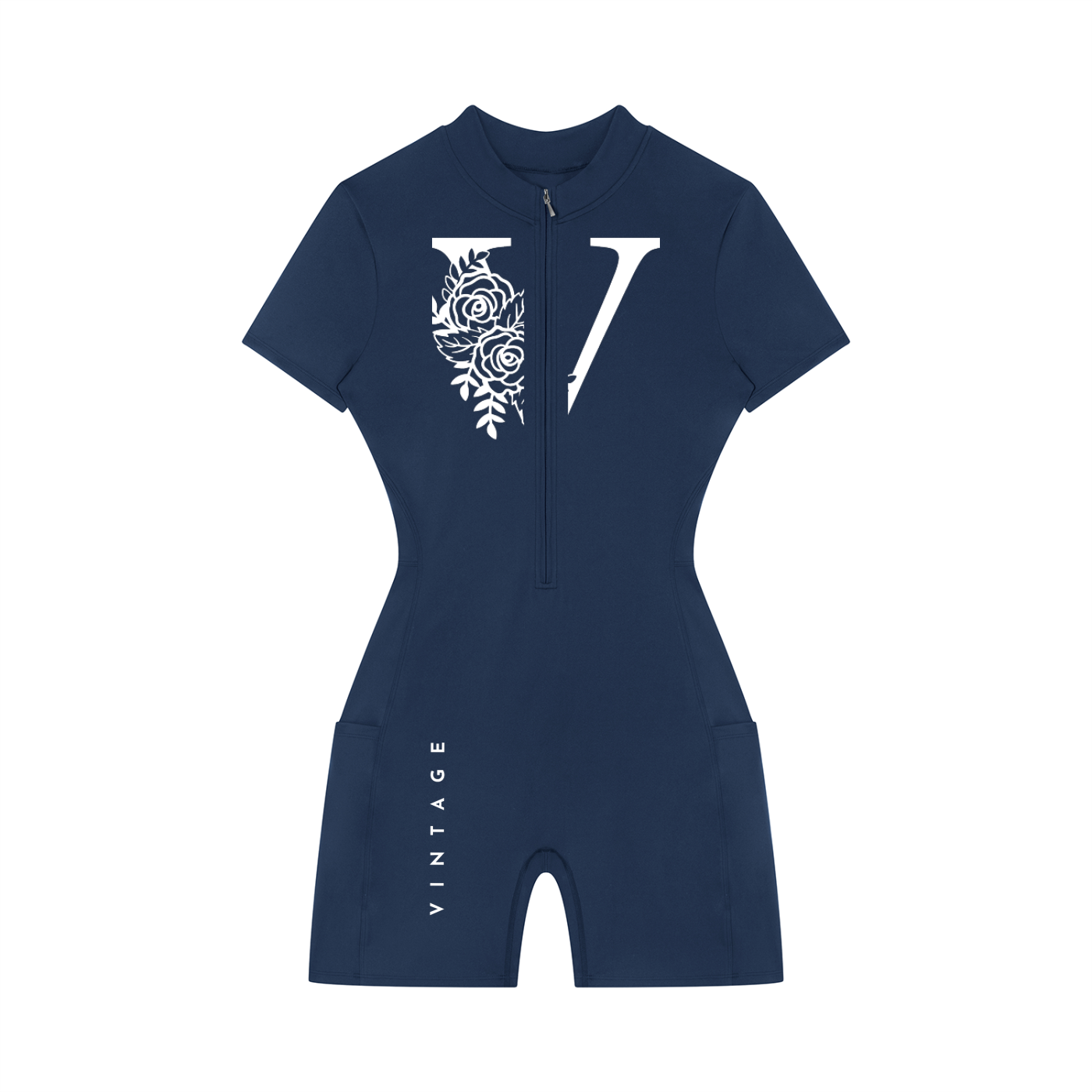 Women's Quarter-Zip Short Sleeve Romper