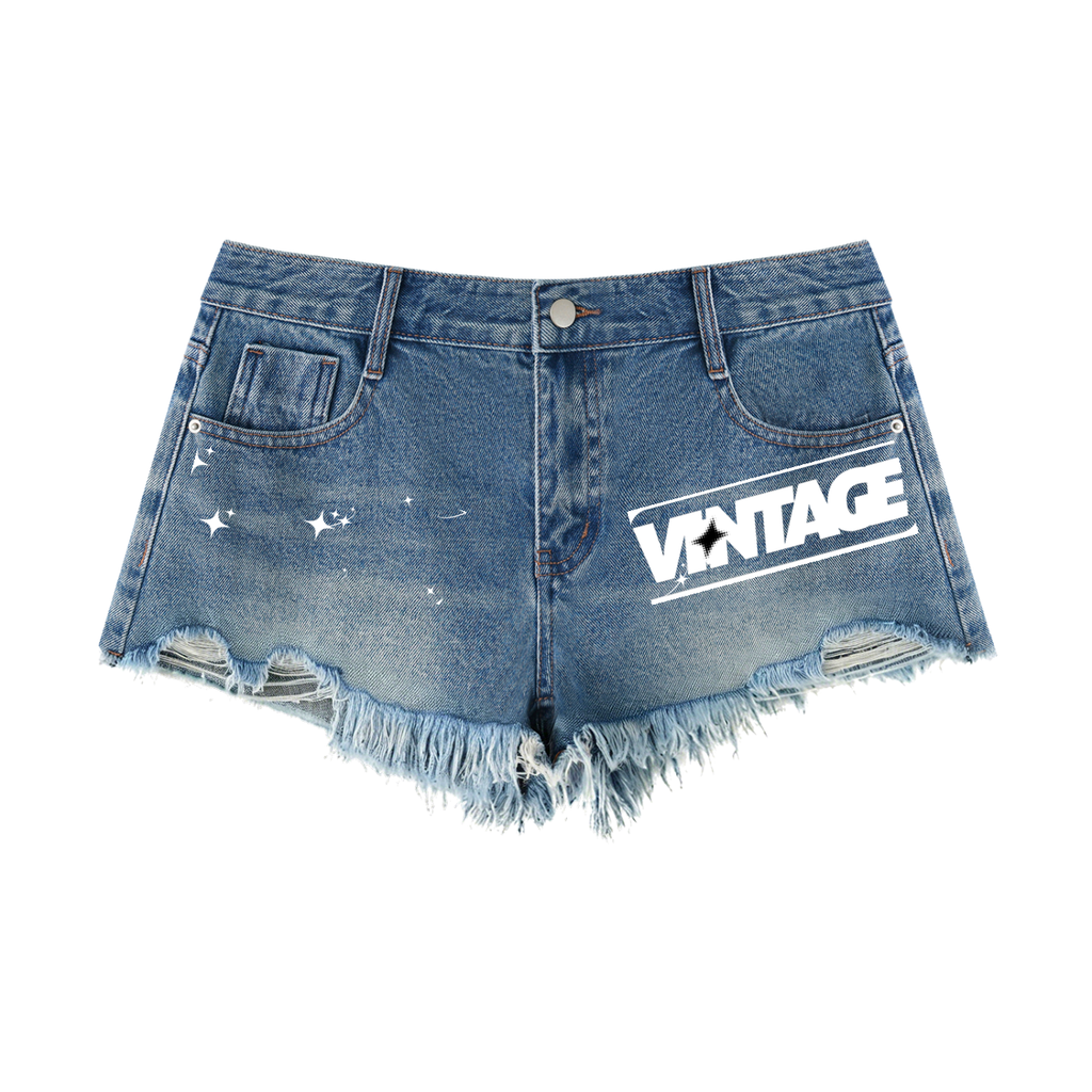 Women's Vintage Wash Raw Hem Denim Shorts