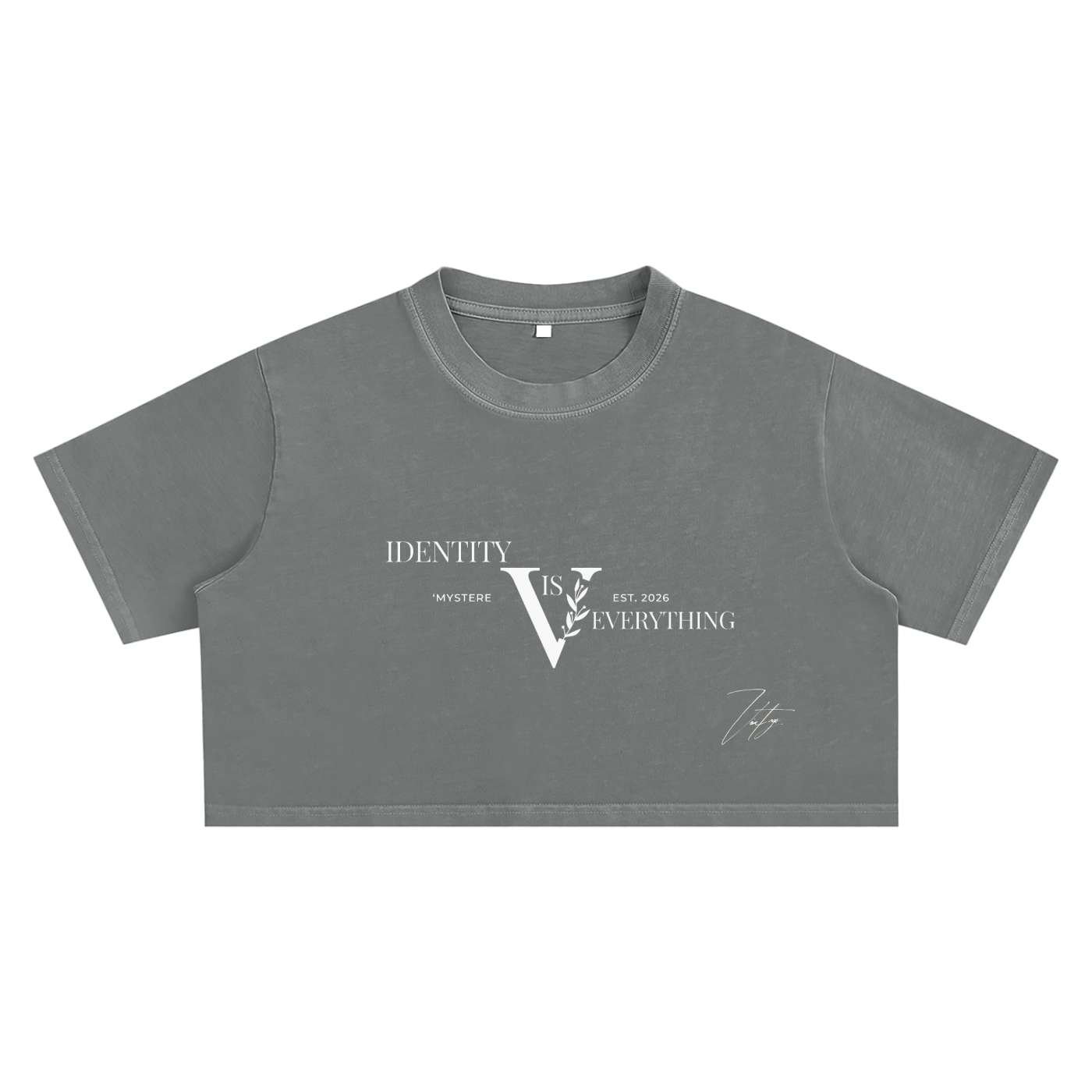 Identity is Everything' Snow Washed Crop Top