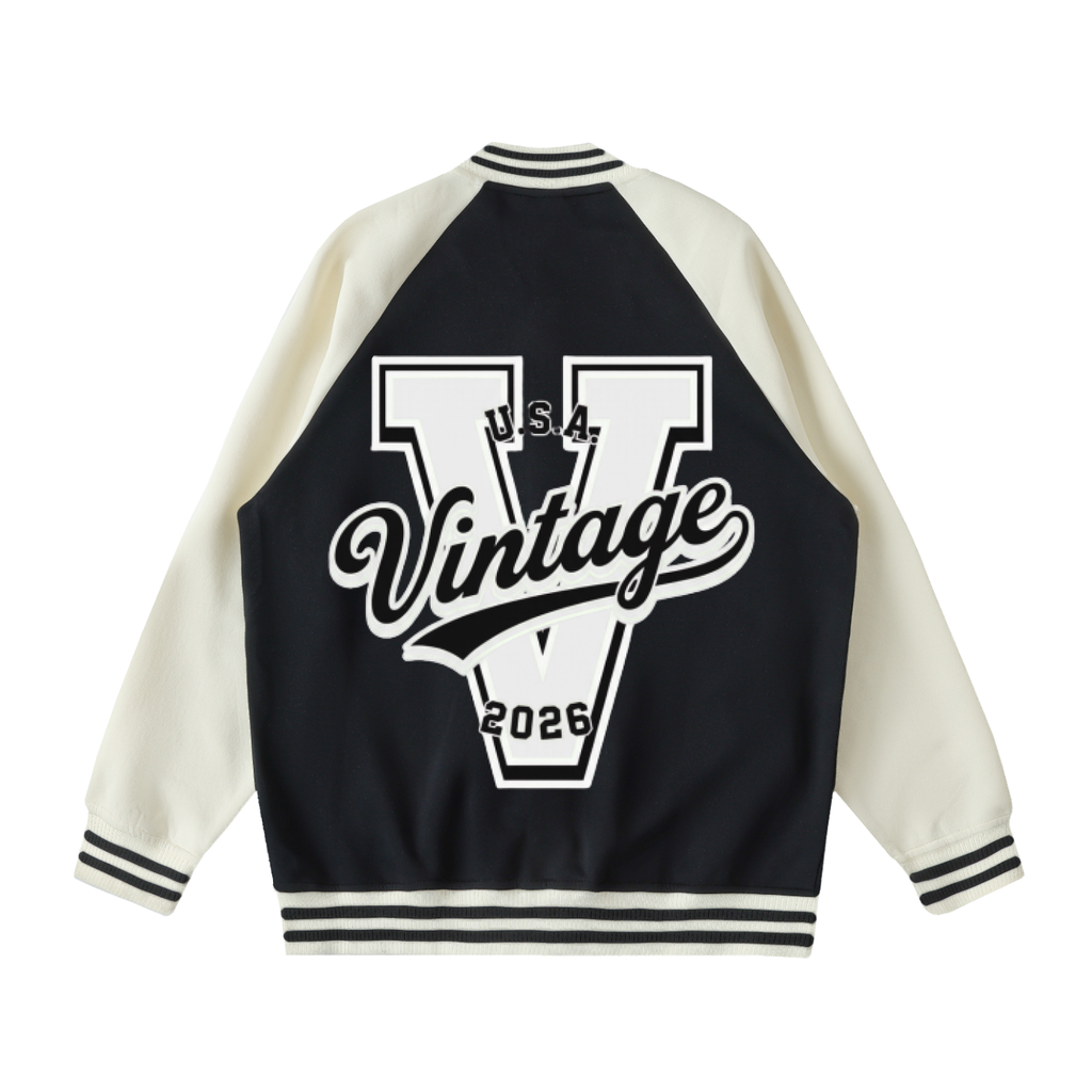 Two Tone Raglan Sleeve Varsity Jacket