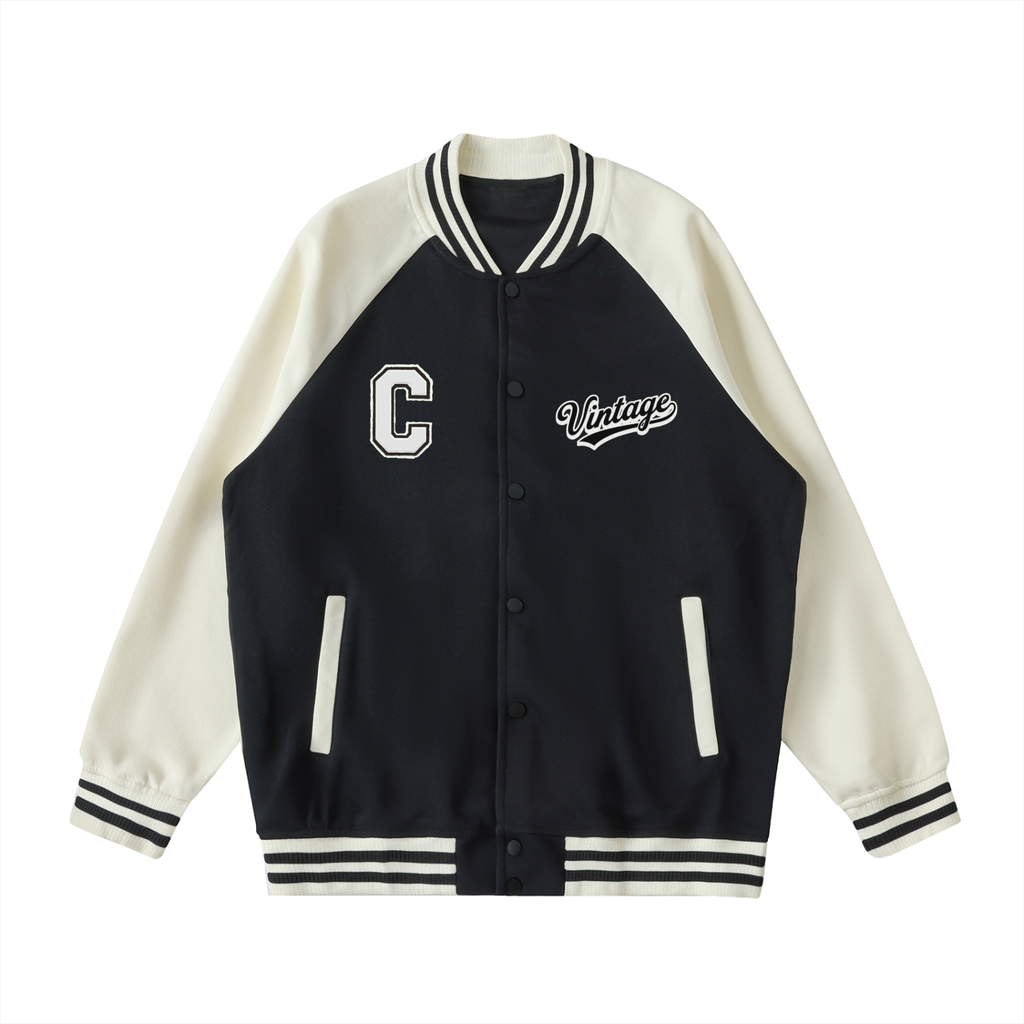 Two Tone Raglan Sleeve Varsity Jacket