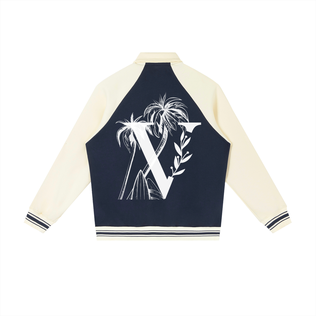 Contrast Raglan Sleeve Baseball Jacket