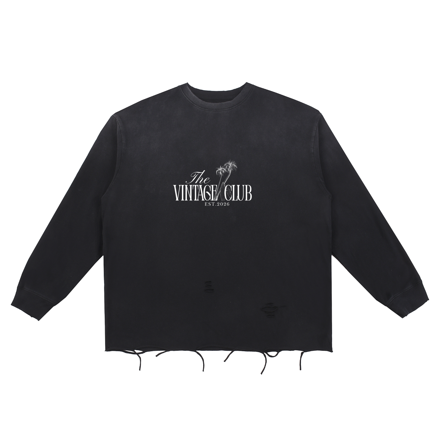 Snow Wash Raw Edge Cotton T-Shirt