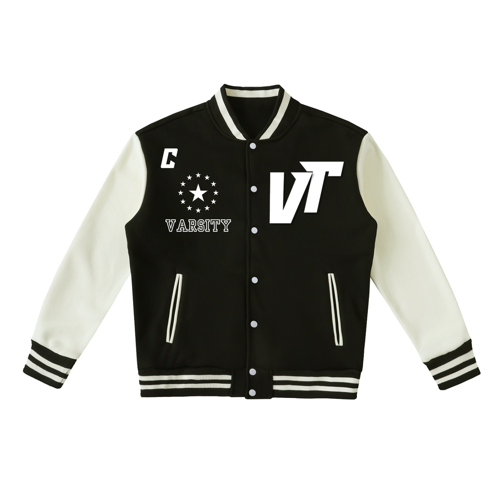 Two-Tone Fleeced Varsity Jacket