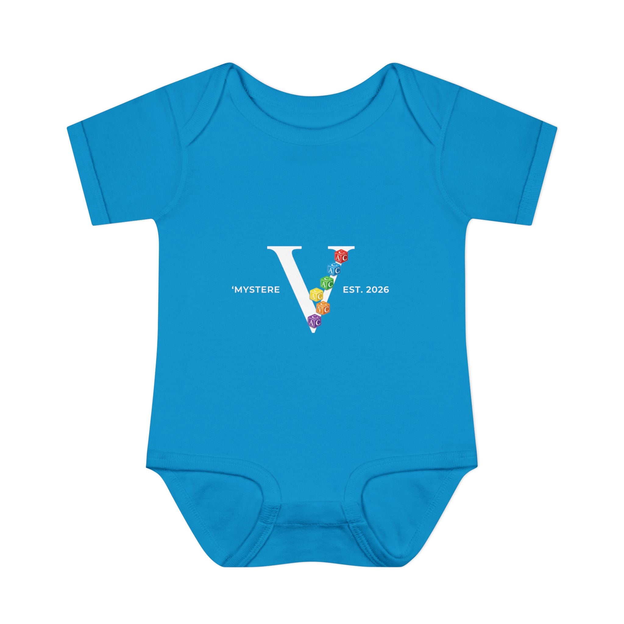 Infant Bodysuit — Colorful Floral 'V' Monogram (Mystere Est. 2026)