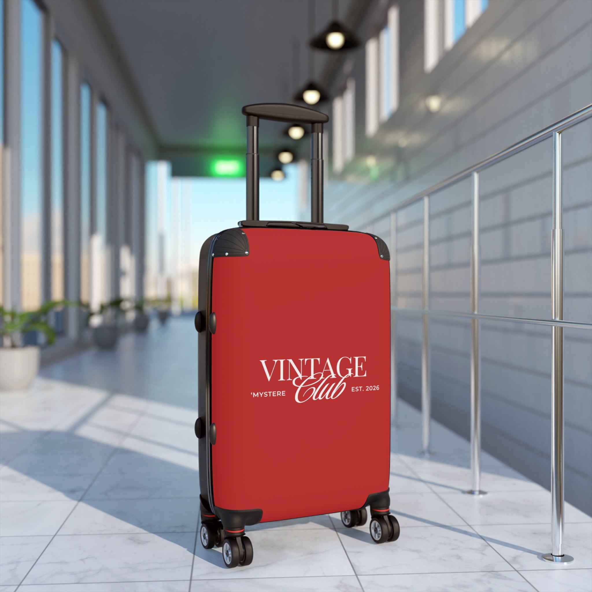 Vintage Club Carry-On Suitcase — Red "Vintage Club" Design, Travel Luggage