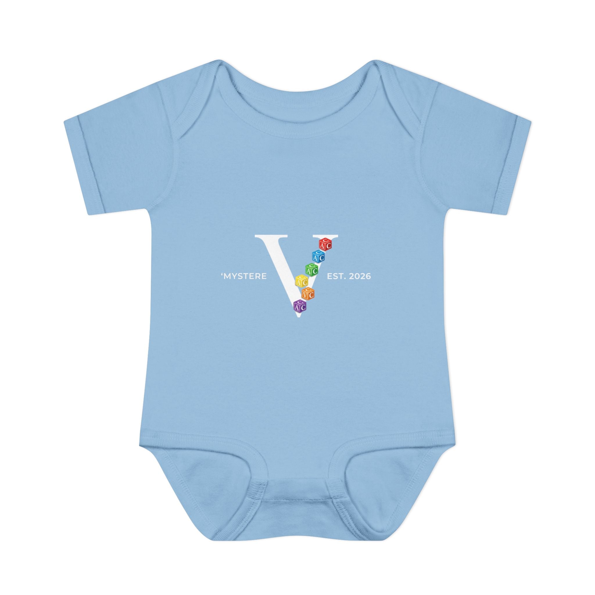 Infant Bodysuit — Colorful Floral 'V' Monogram (Mystere Est. 2026)