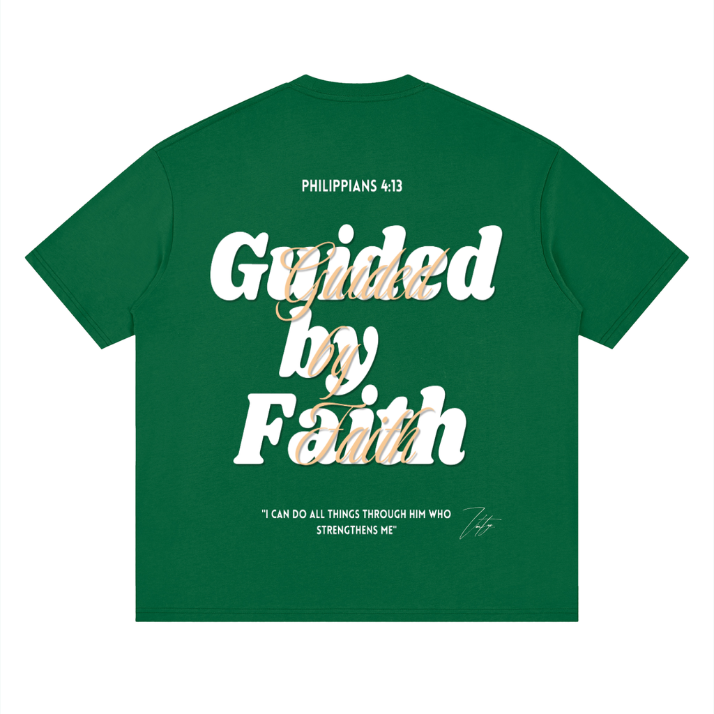 Philippians 4:13, Streetwear Loose Drop Shoulder T-Shirt "Guided by Faith Edition"