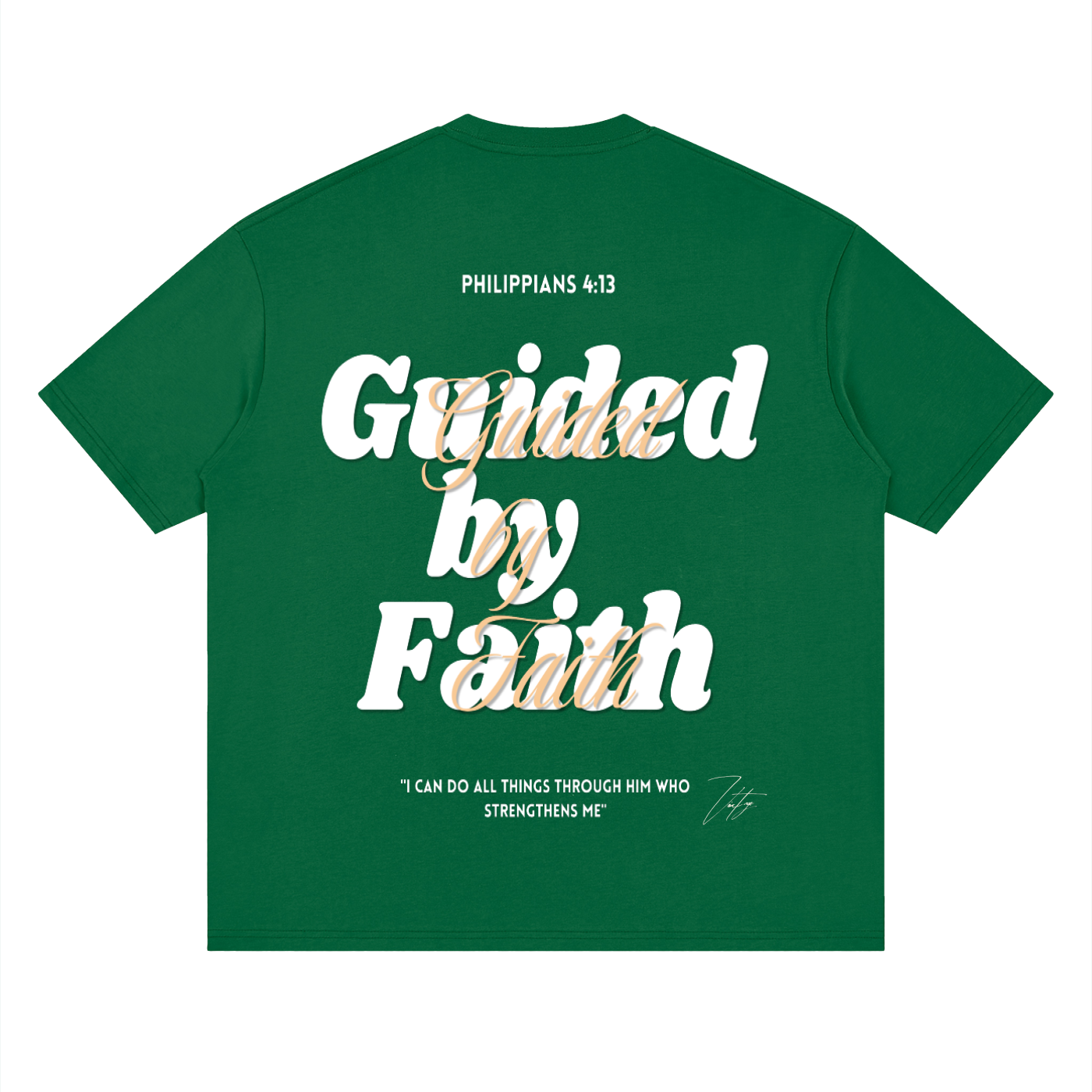 Philippians 4:13, Streetwear Loose Drop Shoulder T-Shirt "Guided by Faith Edition"