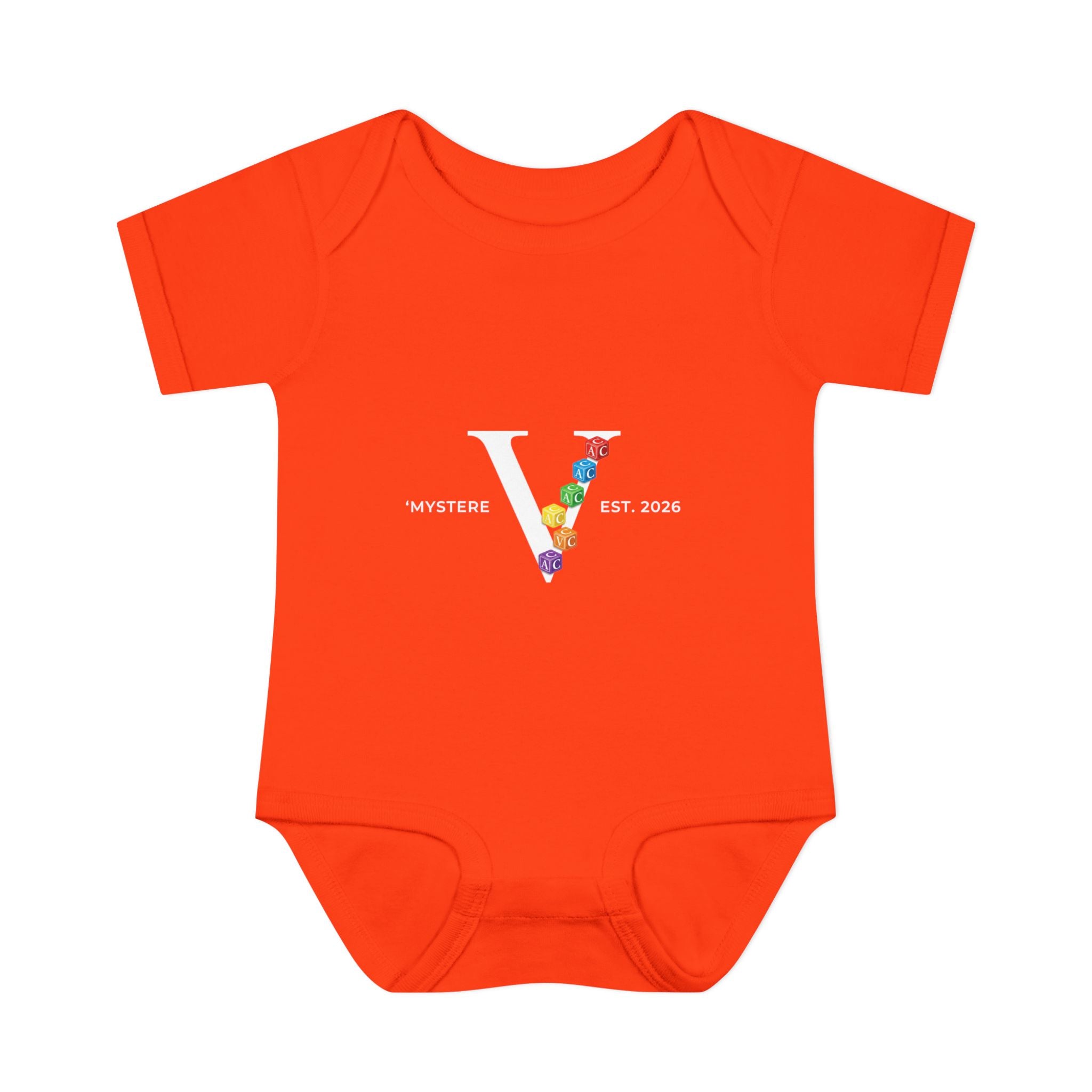 Infant Bodysuit — Colorful Floral 'V' Monogram (Mystere Est. 2026)