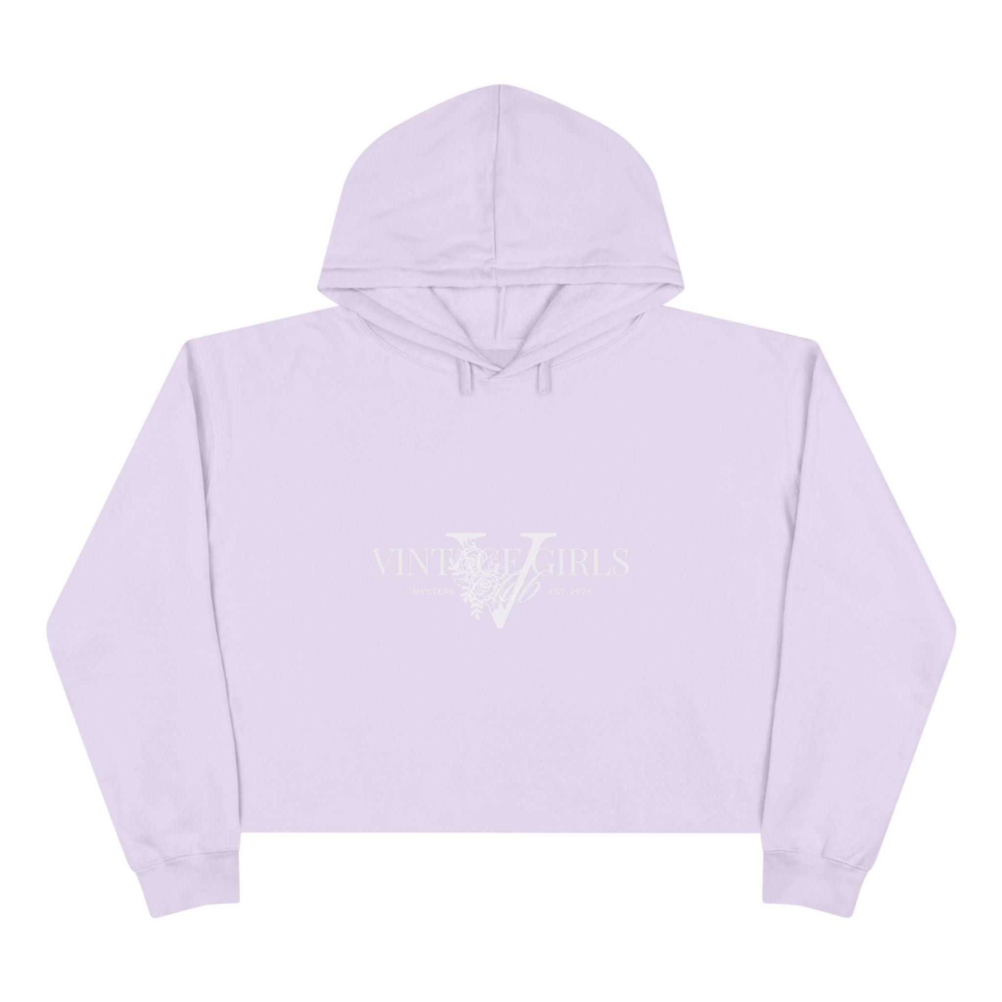Vintage Girls V Logo Crop Top Hoodie — Retro Feminine Streetwear