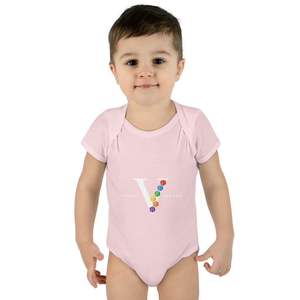 Infant Bodysuit — Colorful Floral 'V' Monogram (Mystere Est. 2026)