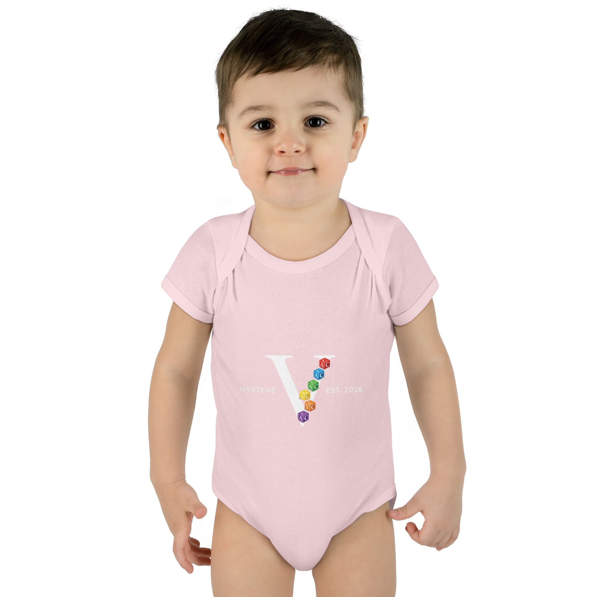 Infant Bodysuit — Colorful Floral 'V' Monogram (Mystere Est. 2026)