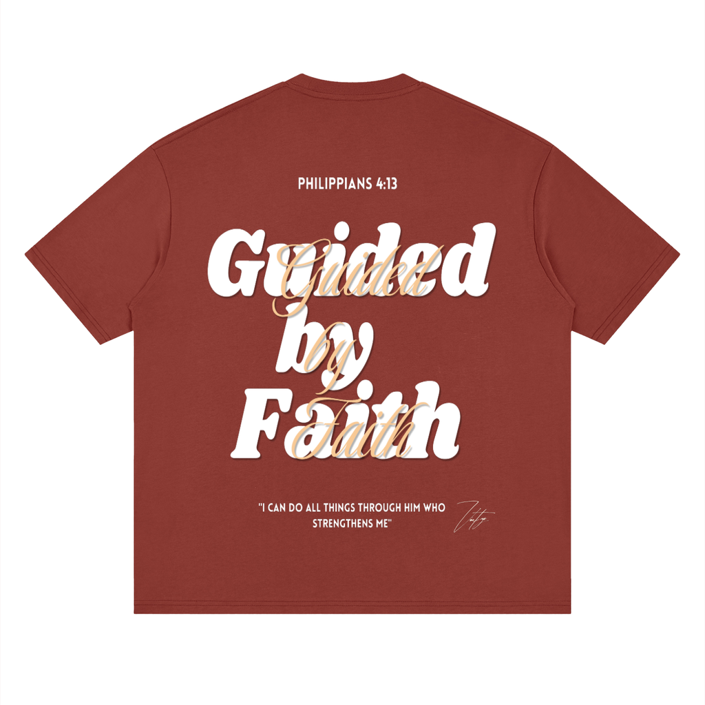 Philippians 4:13, Streetwear Loose Drop Shoulder T-Shirt "Guided by Faith Edition"