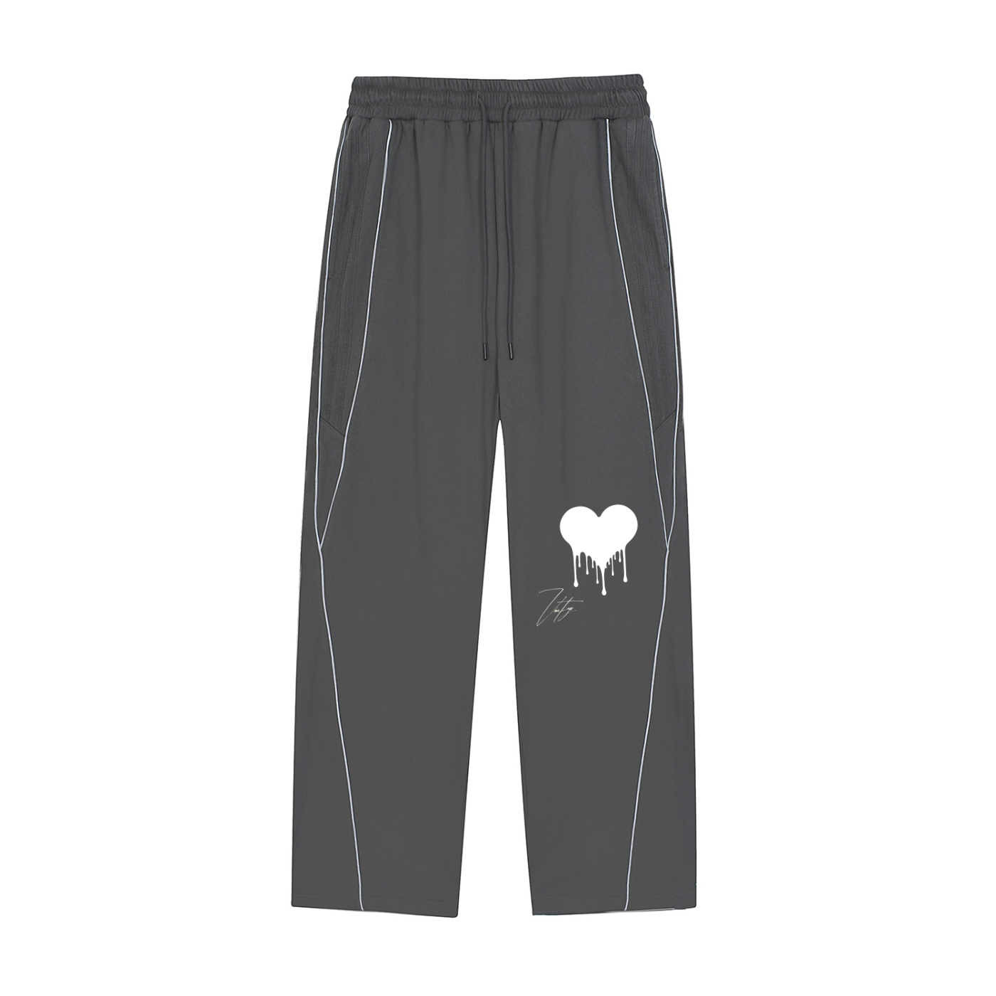 Vintage " Hearts "Reflection Striped Straight-Leg Sweatpants
