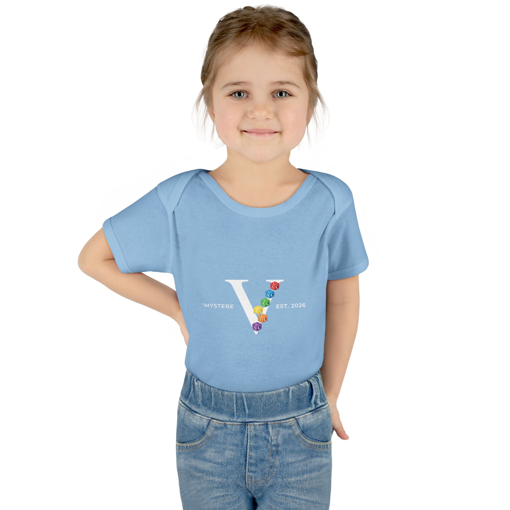 Infant Bodysuit — Colorful Floral 'V' Monogram (Mystere Est. 2026)