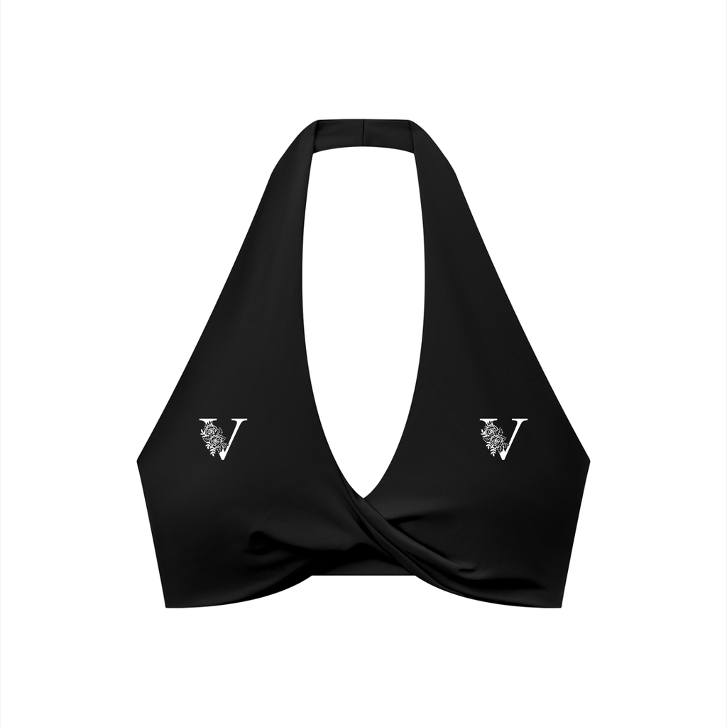 Women's Pleated Halter Sports Bra
