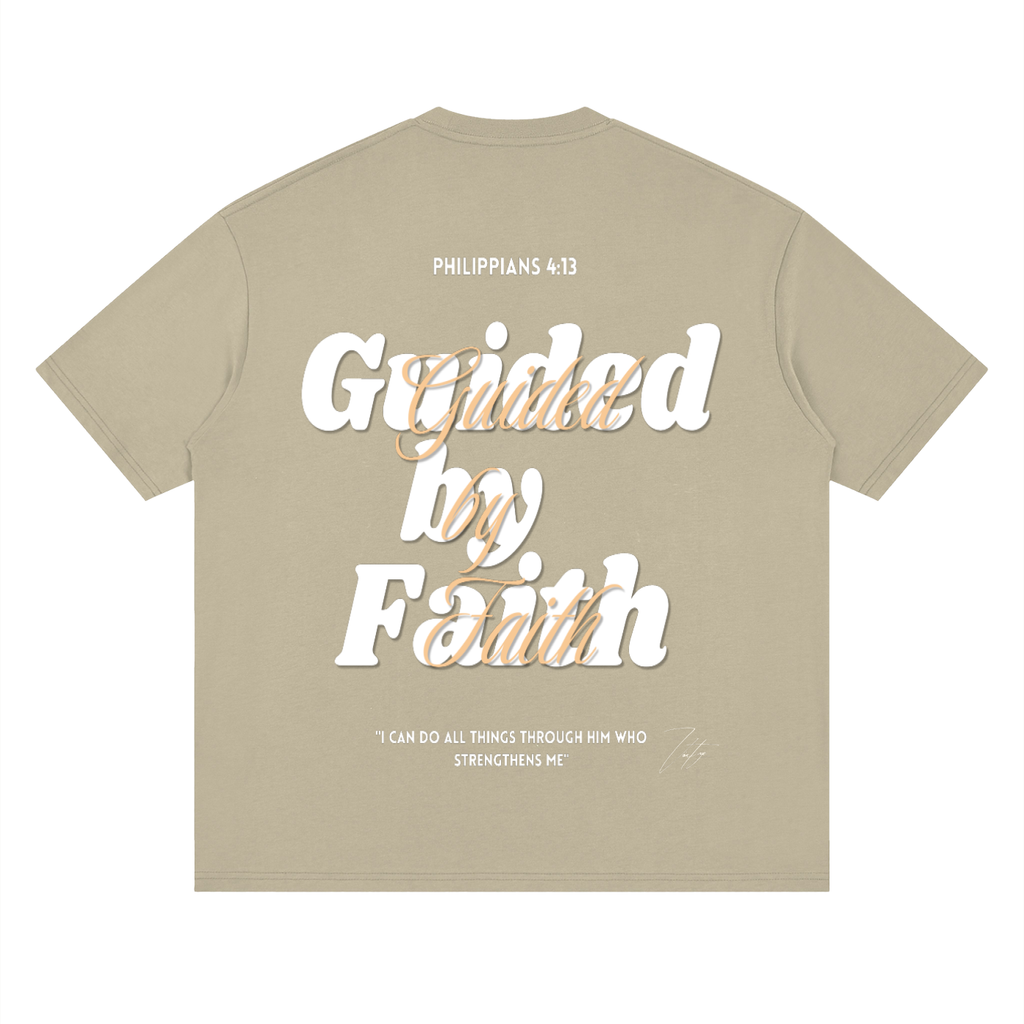 Philippians 4:13, Streetwear Loose Drop Shoulder T-Shirt "Guided by Faith Edition"