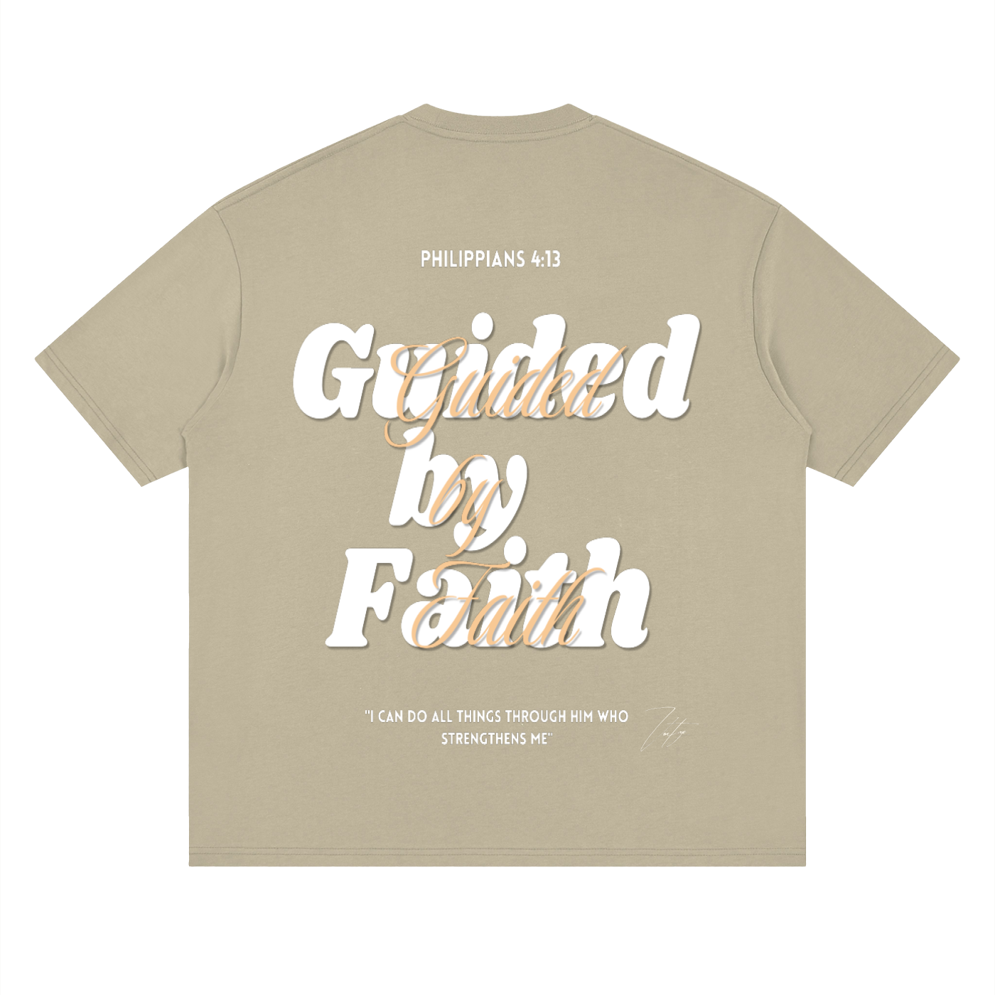 Philippians 4:13, Streetwear Loose Drop Shoulder T-Shirt "Guided by Faith Edition"