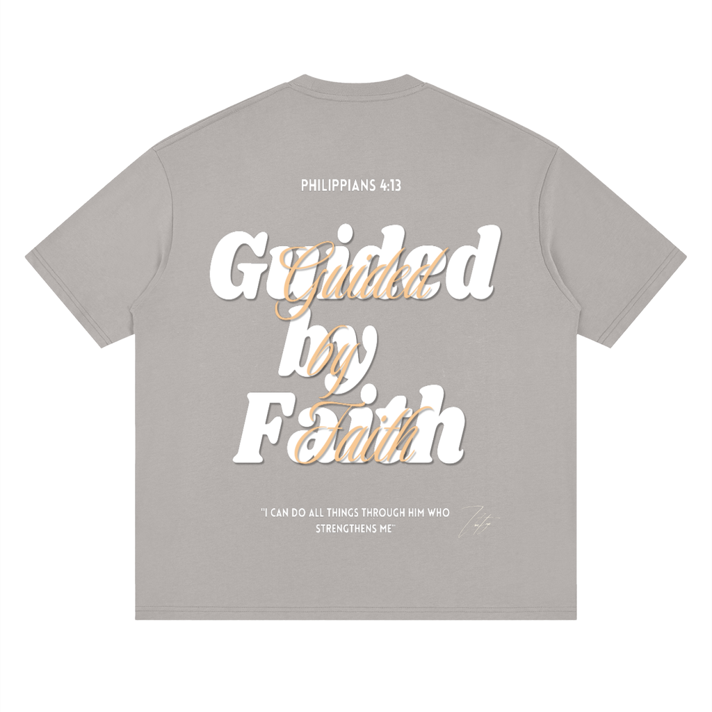 Philippians 4:13, Streetwear Loose Drop Shoulder T-Shirt "Guided by Faith Edition"