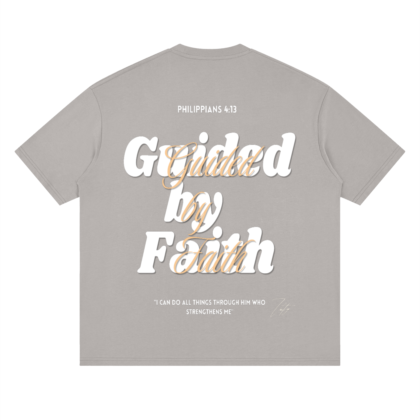Philippians 4:13, Streetwear Loose Drop Shoulder T-Shirt "Guided by Faith Edition"