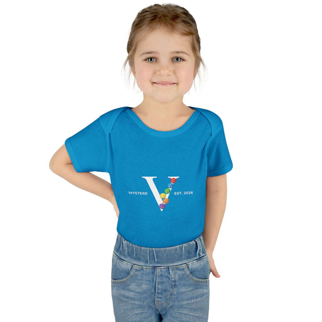 Infant Bodysuit — Colorful Floral 'V' Monogram (Mystere Est. 2026)