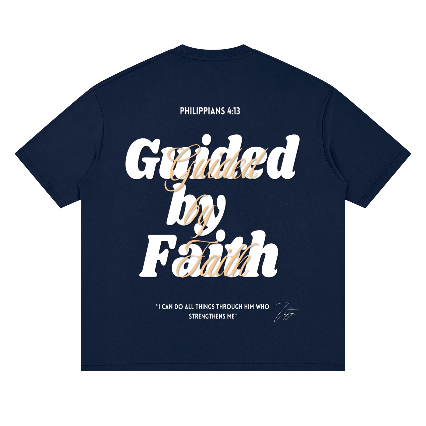 Philippians 4:13, Streetwear Loose Drop Shoulder T-Shirt "Guided by Faith Edition"