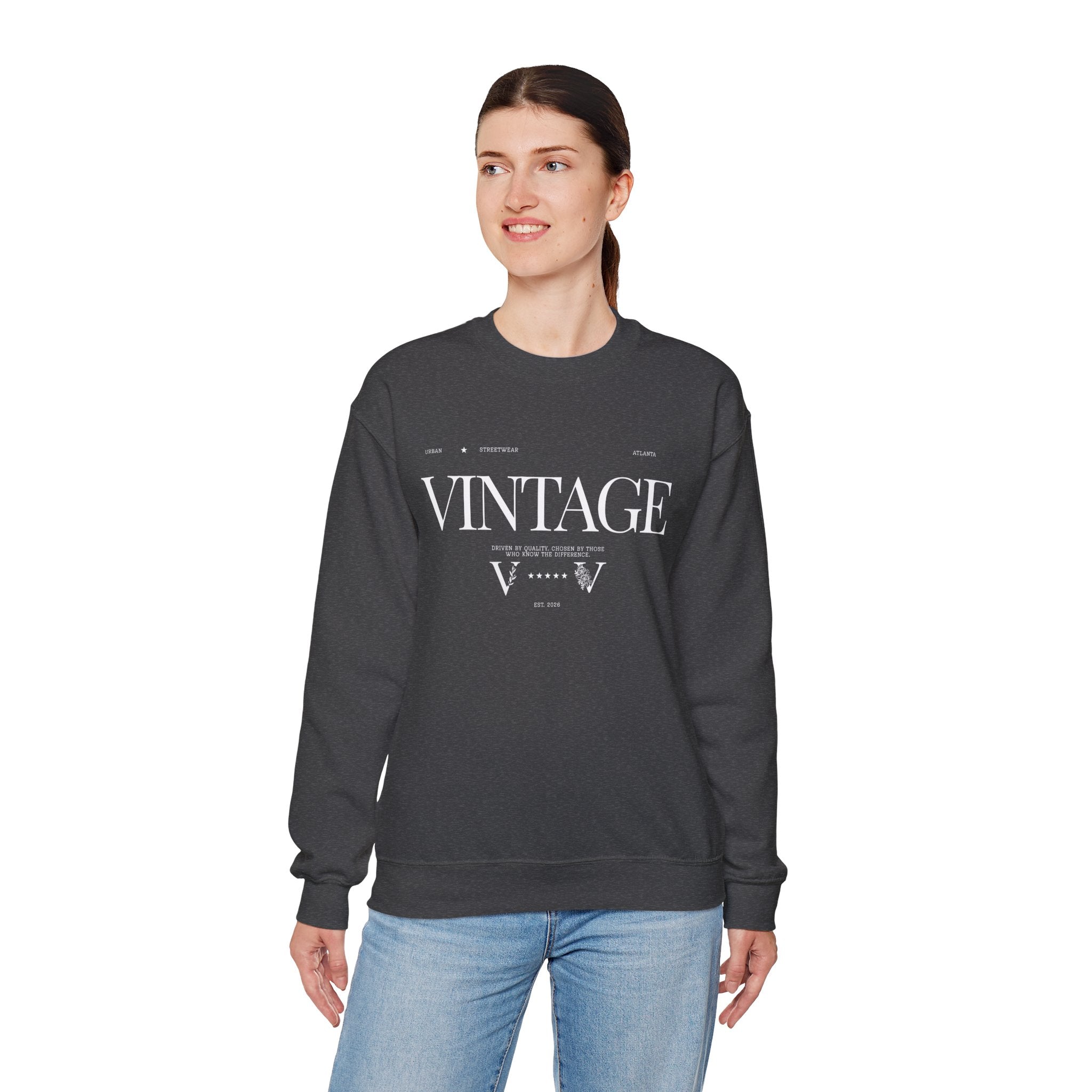 Vintage Crewneck Sweatshirt — Retro 'VINTAGE' Graphic Pullover