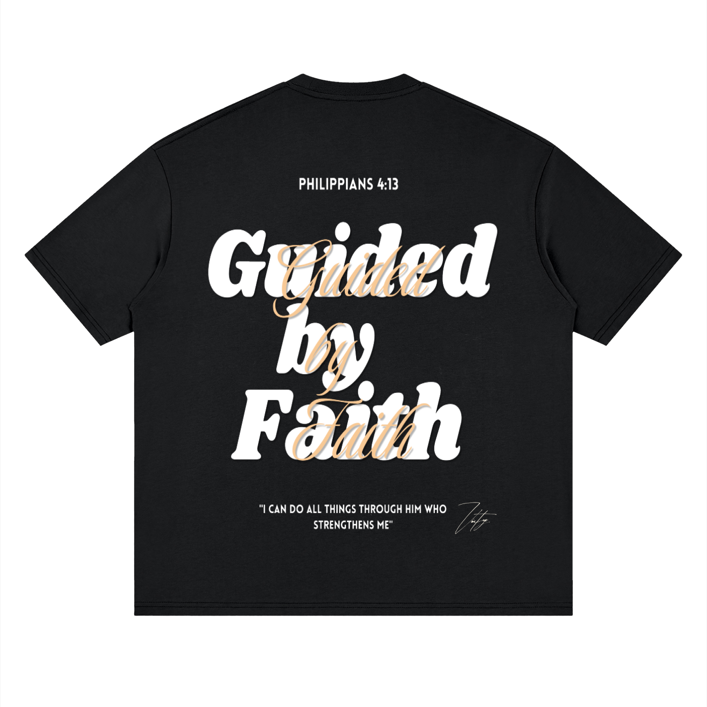 Philippians 4:13, Streetwear Loose Drop Shoulder T-Shirt "Guided by Faith Edition"