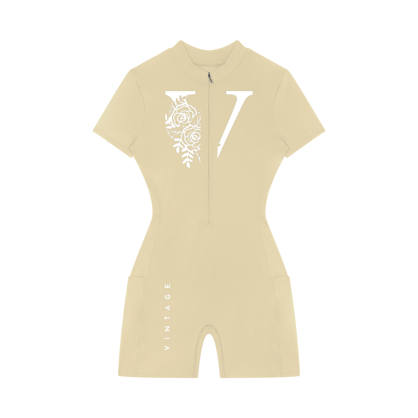 Women's Quarter-Zip Short Sleeve Romper