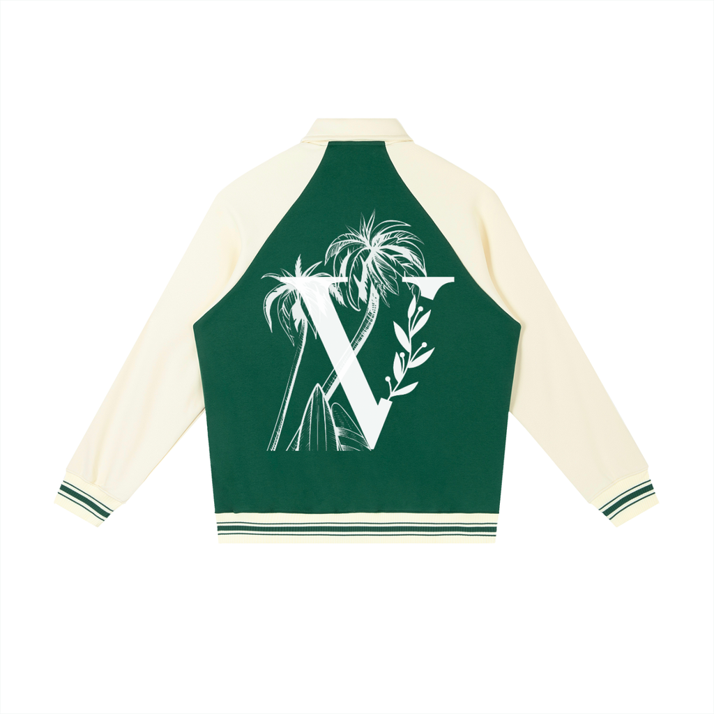 Contrast Raglan Sleeve Baseball Jacket