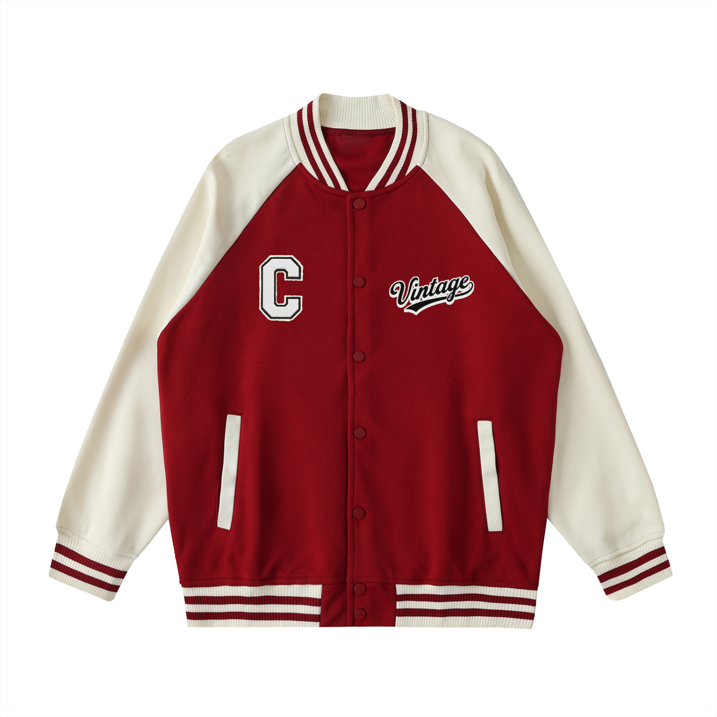 Two Tone Raglan Sleeve Varsity Jacket