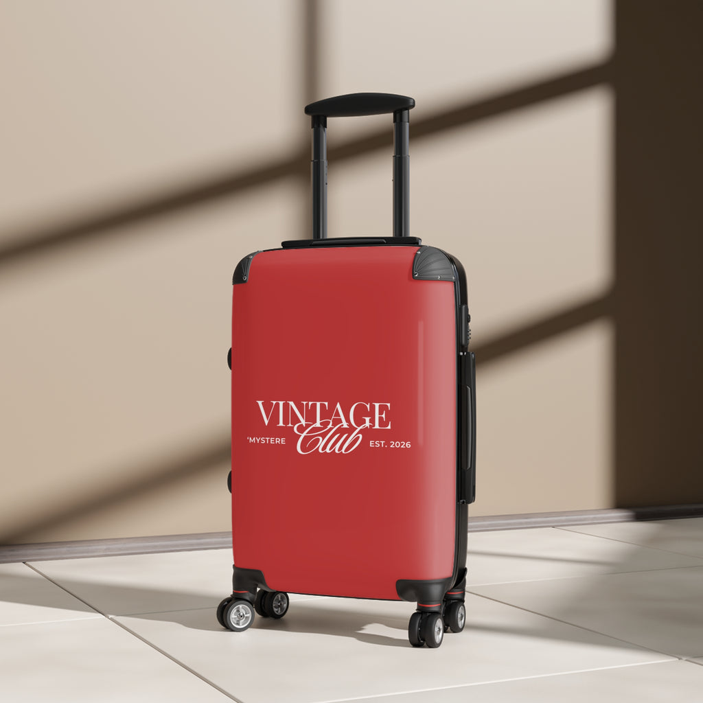 Vintage Club Carry-On Suitcase — Red "Vintage Club" Design, Travel Luggage
