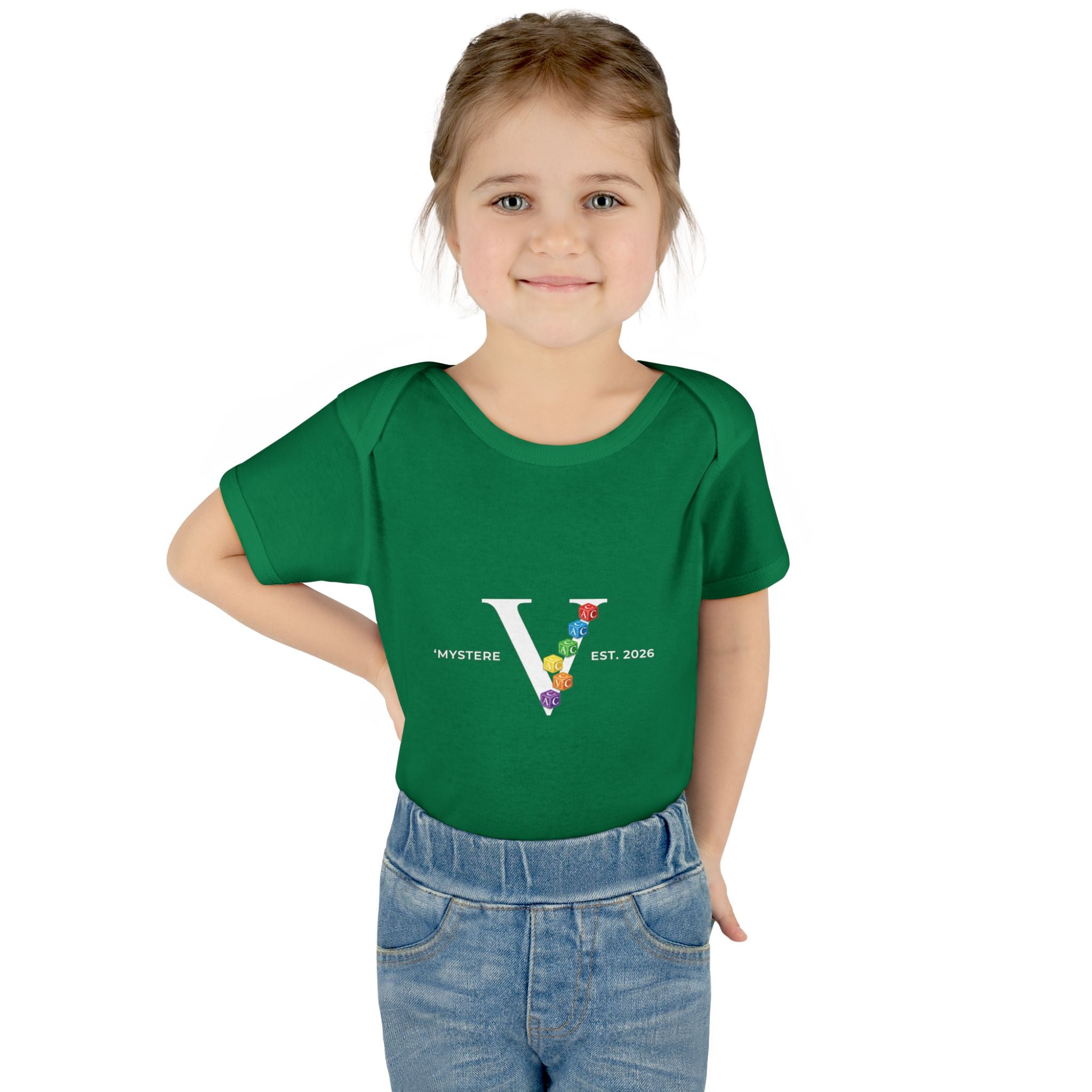 Infant Bodysuit — Colorful Floral 'V' Monogram (Mystere Est. 2026)