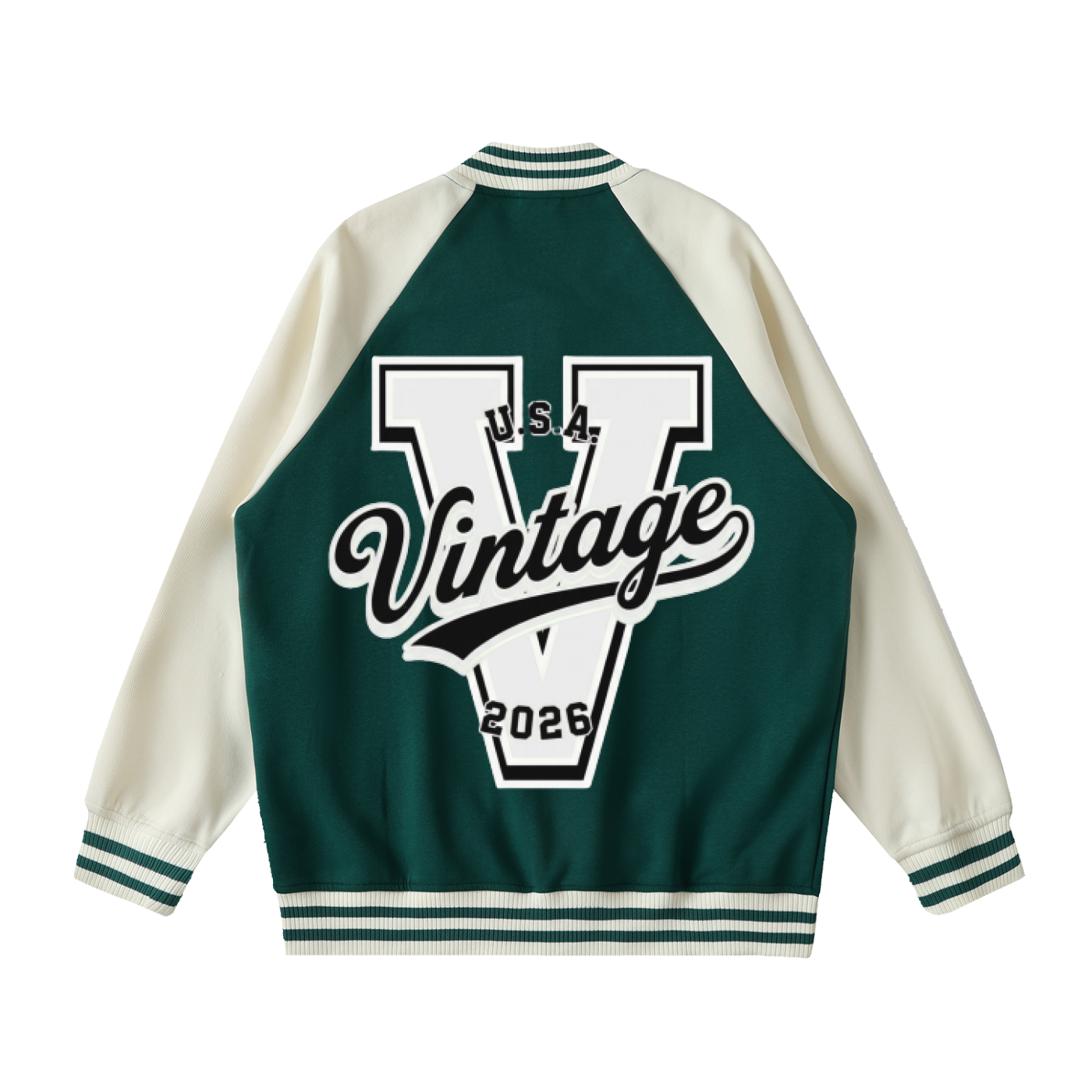 Two Tone Raglan Sleeve Varsity Jacket