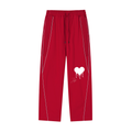 Vintage " Hearts "Reflection Striped Straight-Leg Sweatpants
