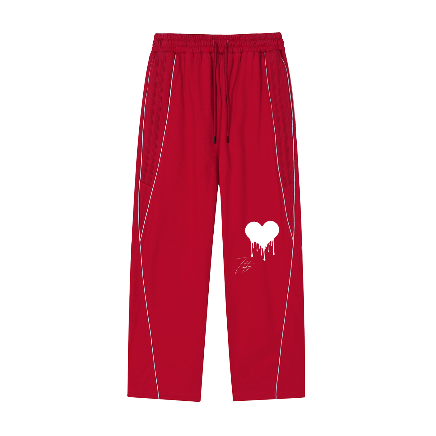 Vintage " Hearts "Reflection Striped Straight-Leg Sweatpants