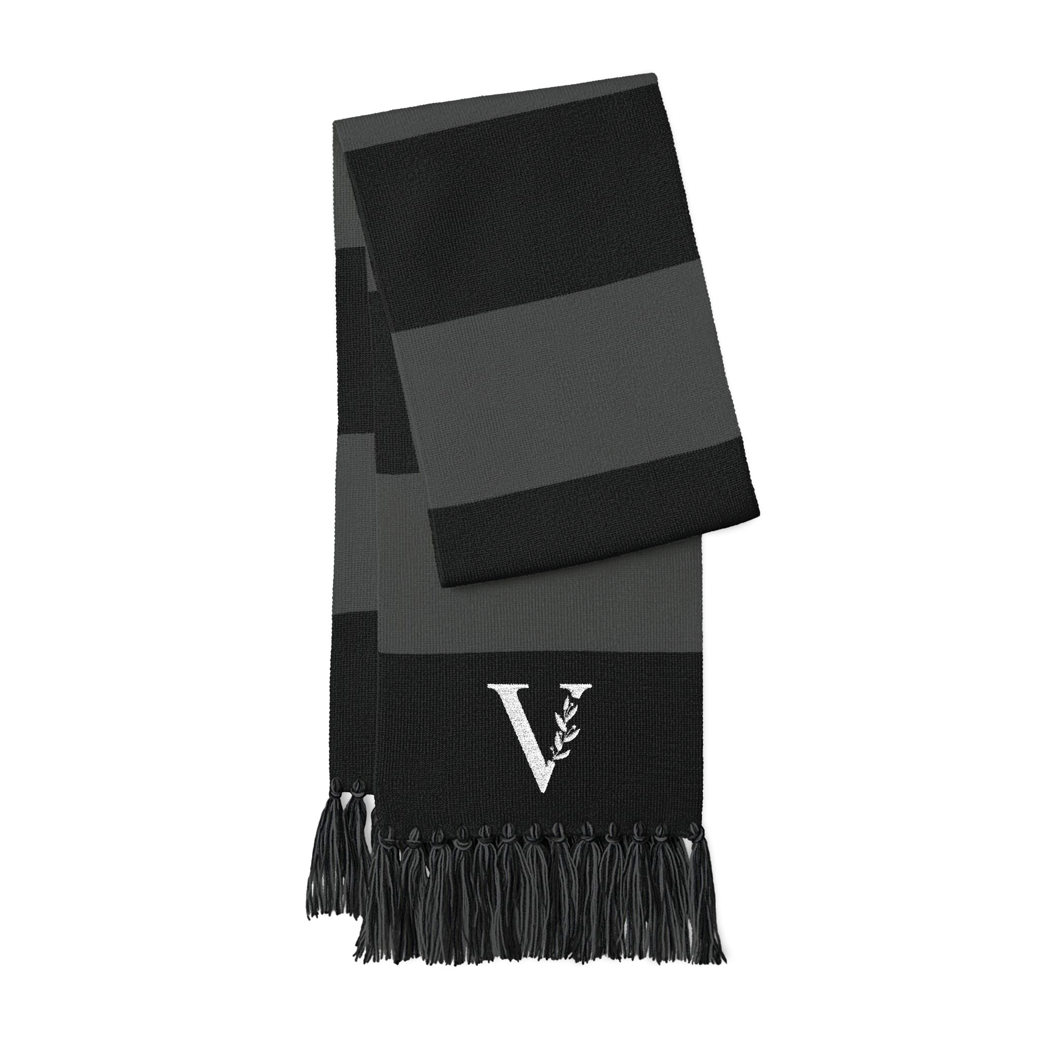 Vintagex Striped Embroidered Spectator Scarf