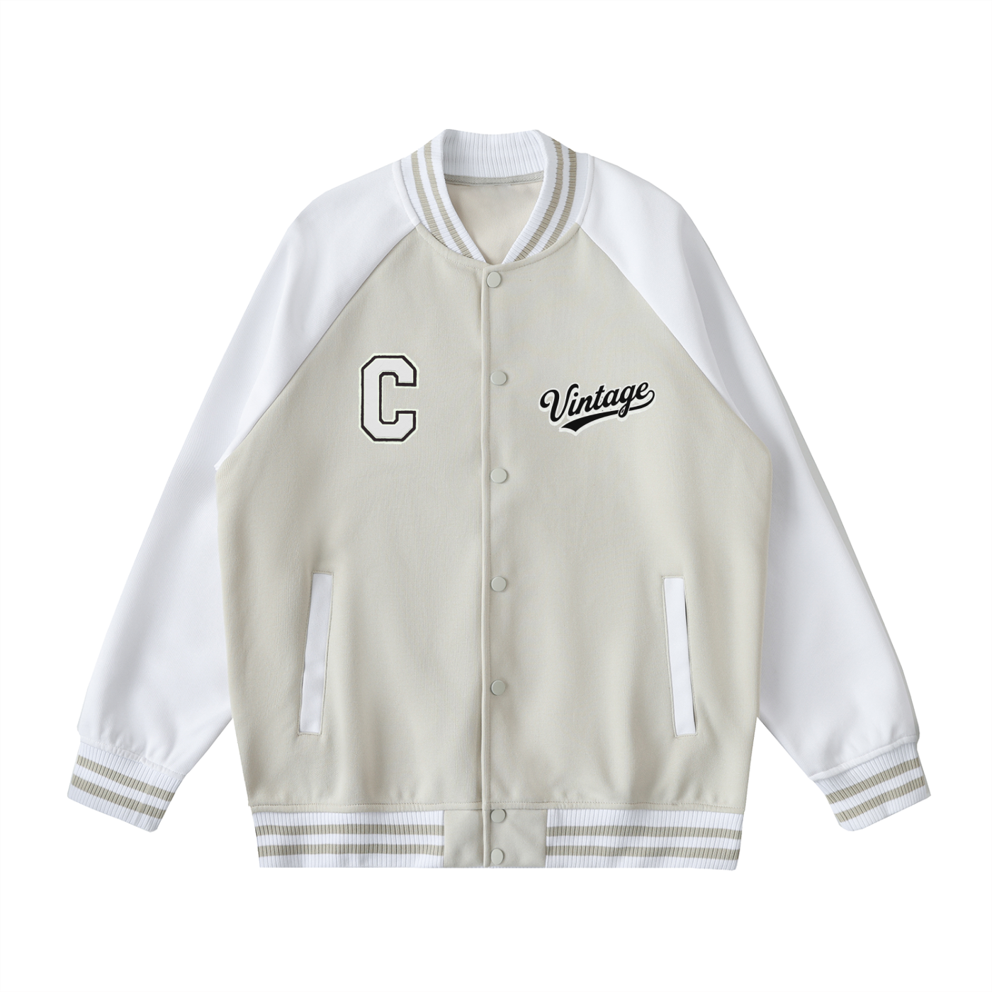 Two Tone Raglan Sleeve Varsity Jacket